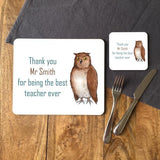 Personalised Owl "Thank You Teacher" Place Mat Placemat Always Personal 