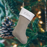 grey christmas stocking with personalised name