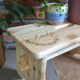 Personalised Plant Stand Rectangle Stool Engraved House Plant Bench