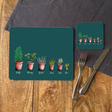 Personalised Family House Plant Illustrated Coaster and Placemat Set - Round or Square Placemat Always Personal 