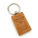 Personalised Save the Date Keyring Wooden Rectangle