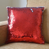 Personalised red sequin cushion