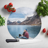 Personalised Circle Photo Glass Chopping Board Chopping Board Always Personal 