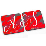 Personalised Couple's Initial Coaster Set in Ruby Coaster Always Personal 