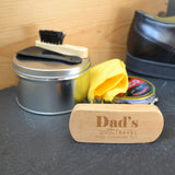 Personalised Travel Shoe Cleaning Kit Engraved Wooden Brush