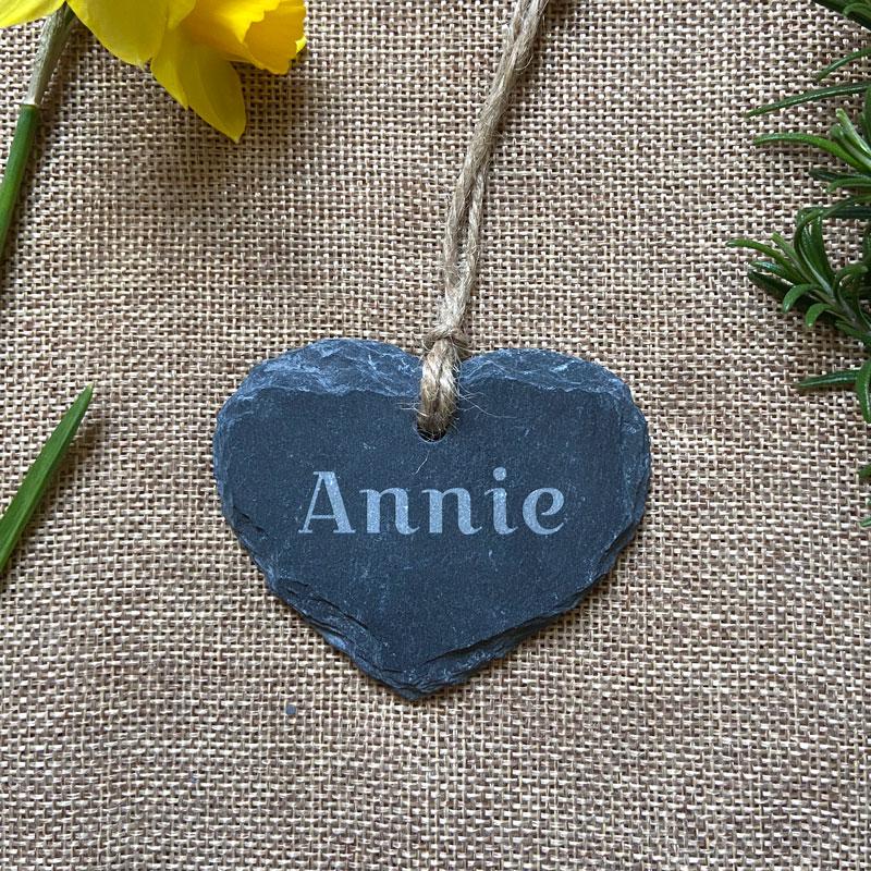 Personalised Engraved Slate Heart Shaped Tag Tag Always Personal 