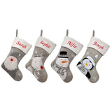 Personalised Silver Christmas Stockings with Snowman Reindeer or Santa Christmas Stocking Always Personal 