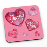 Personalised Watercolour Heart Pattern Square Coaster Coaster Always Personal 
