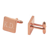 Personalised rose gold square cufflinks with engraved initials