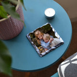Slate coasters look great on coffee tables
