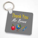 Personalised Square Key Ring With Coloured Teacher Icons Keyrings Always Personal 