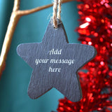 Personalised Slate Star Christmas Decoration Engraved Message Slate Christmas Decoration Always Personal 
