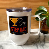 Personalised Best Step Dad Travel Coffee Cup White Metal 17oz/500ml