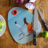 Personalised Photo Glass Chopping Board in a Tear Drop Shape