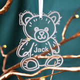 Personalised Engraved Teddy Bear Christmas Decoration with Name - Clear Acrylic - Always Personal 