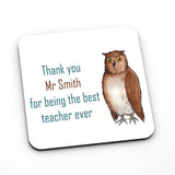 Personalised Owl "Thank You" Square Coaster Coaster Always Personal 