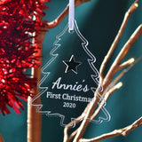 Personalised Baby's My First Christmas Tree Decoration - Clear Acrylic - Always Personal 