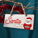 Personalised Santa Stop Here Oak Sign Father Christmas