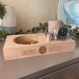 Personalised Engraved Mens Watch Stand Solid Oak Watch Stand Always Personal 