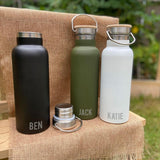 Personalised Insulated Metal Water Bottle Hot/Cold Camping Bamboo Lid Water Bottle Always Personal 
