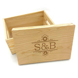 Personalised Wedding Memory Box Wooden Crate Monogram Design