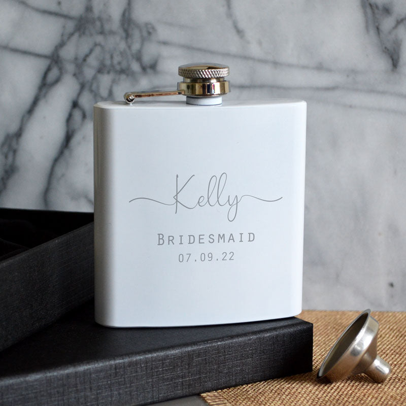 Personalised Engraved Name Wedding Special Occasion Bridesmaid Hip Flask 6oz