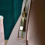 Close up of zip fastening for personalised make up bag