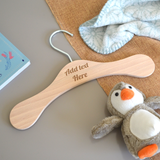 Personalised Baby Coat Hanger Wooden Engraved Message
