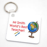 Personalised "Worlds Best Teacher" Square Key Ring Keyrings Always Personal 