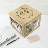 Couple's Oak Photo Keepsake Box With Wreath Design Box Treat 