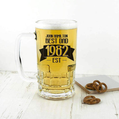Dad Established In Beer Glass Tankard Glassware Treat 