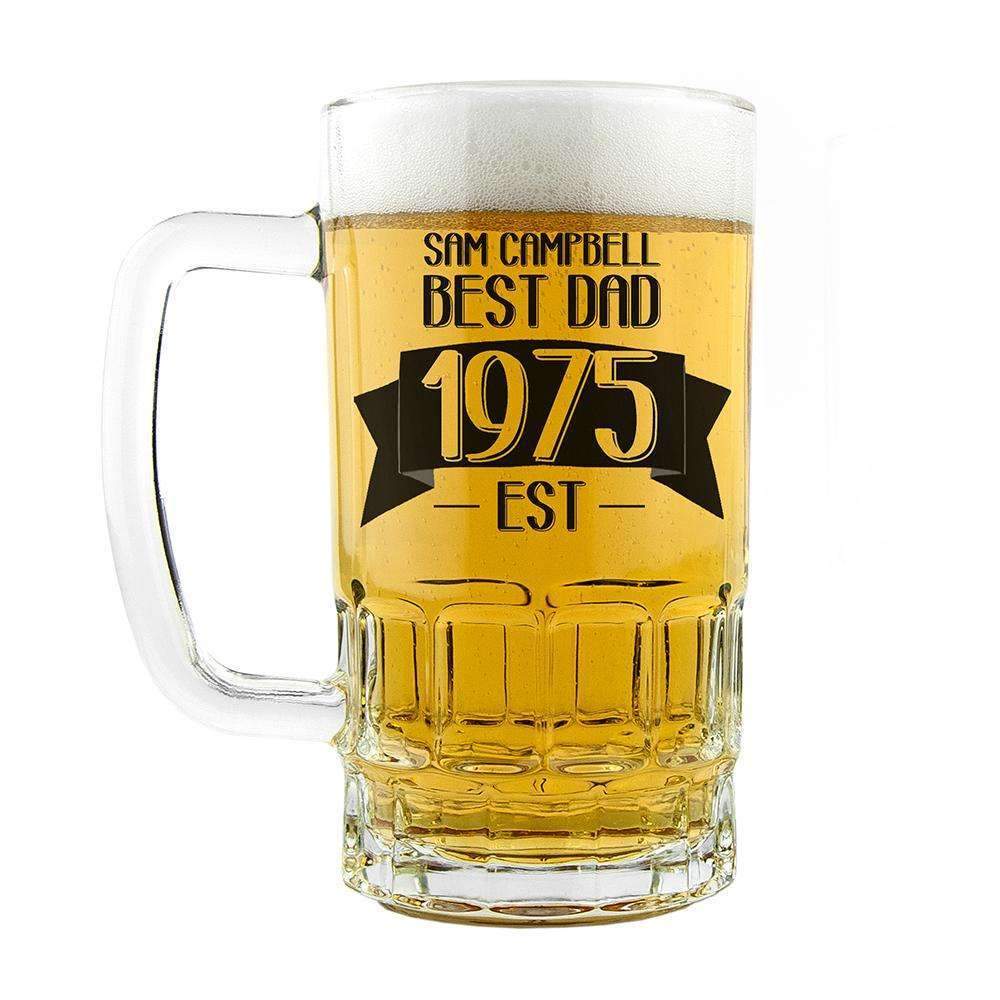 Dad Established In Beer Glass Tankard Glassware Treat 