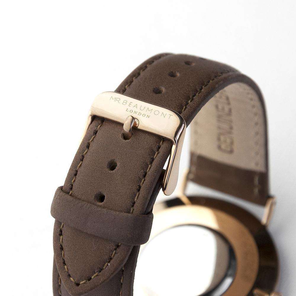 Men's Modern-Vintage Personalised Leather Watch In Brown Accessories Treat 