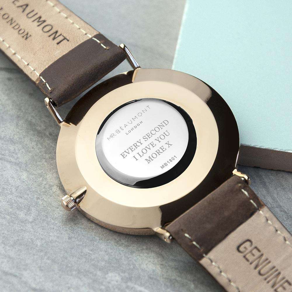 Men's Modern-Vintage Personalised Leather Watch In Brown Accessories Treat 