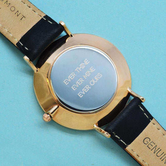 Modern - Vintage Personalised Leather Watch in Black Accessories Treat 