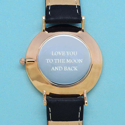 Modern - Vintage Personalised Leather Watch in Black Accessories Treat 