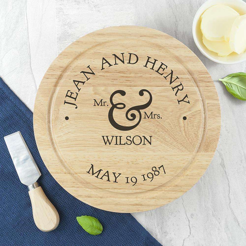 Mr and Mrs Classic Cheese Board Set Chopping Board Treat 