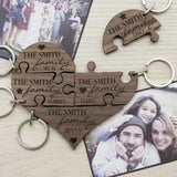 Our Family Heart Wooden Jigsaw Keyring Keyrings Treat 