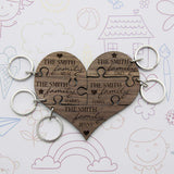 Our Family Heart Wooden Jigsaw Keyring Keyrings Treat 