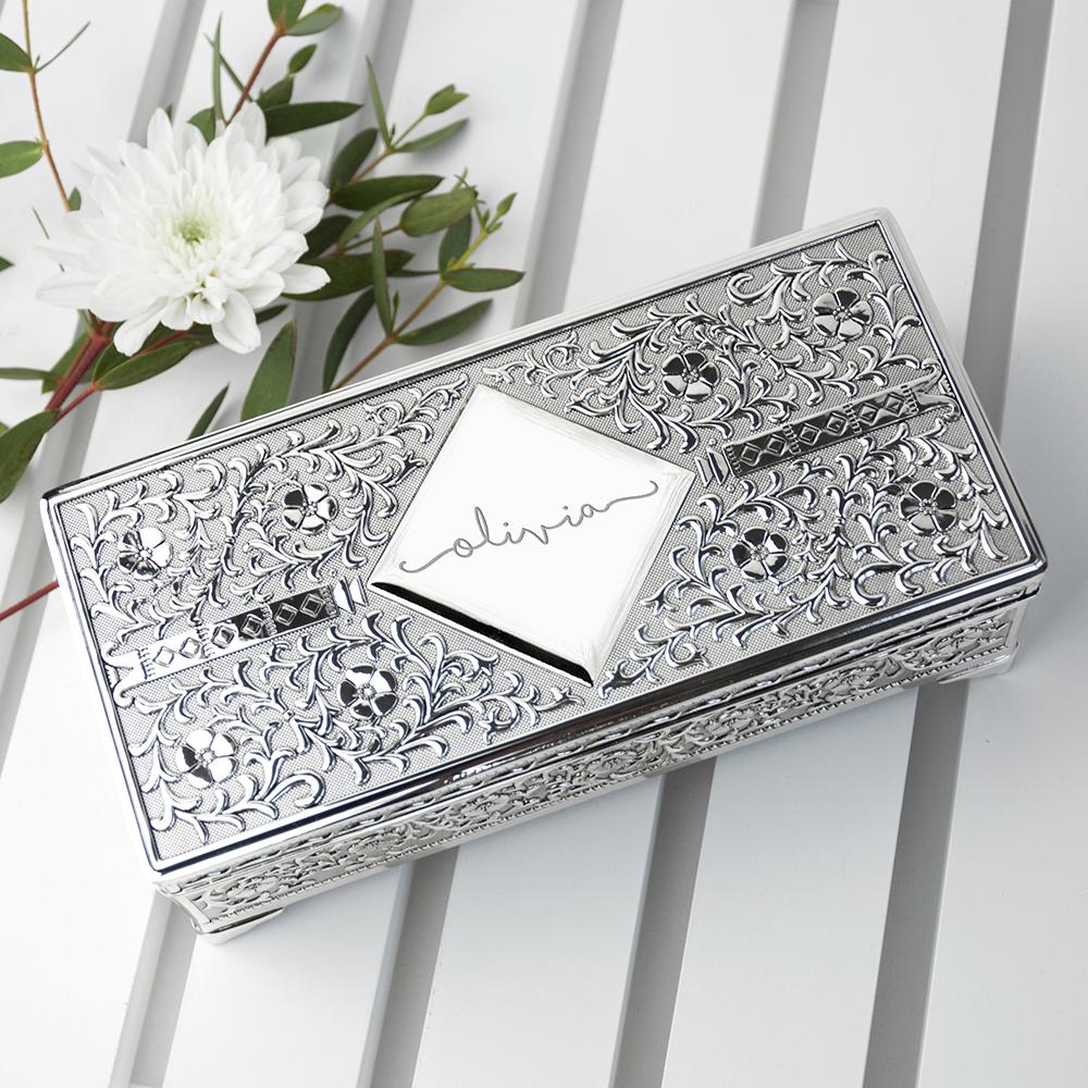 Personalised Silver Trinket Box Box Treat 