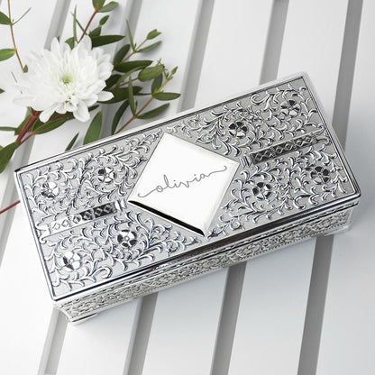 Personalised Silver Trinket Box Box Treat 