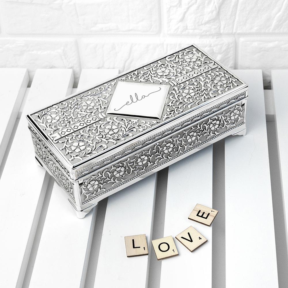 Personalised Silver Trinket Box Box Treat 