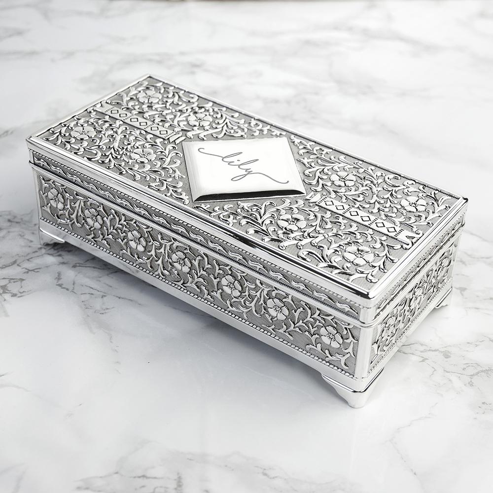 Personalised Silver Trinket Box Box Treat 