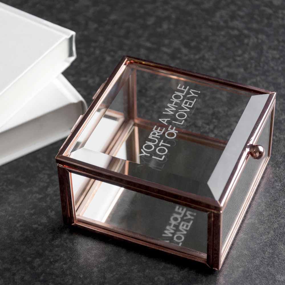 Personalised Rose Gold Glass Trinket Box Box Treat 