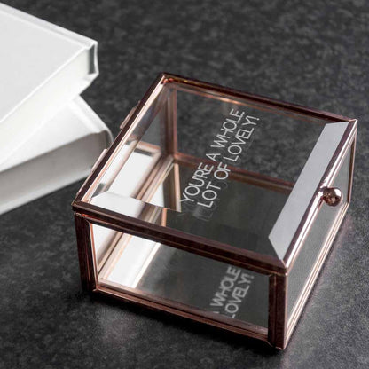 Personalised Rose Gold Glass Trinket Box Box Treat 
