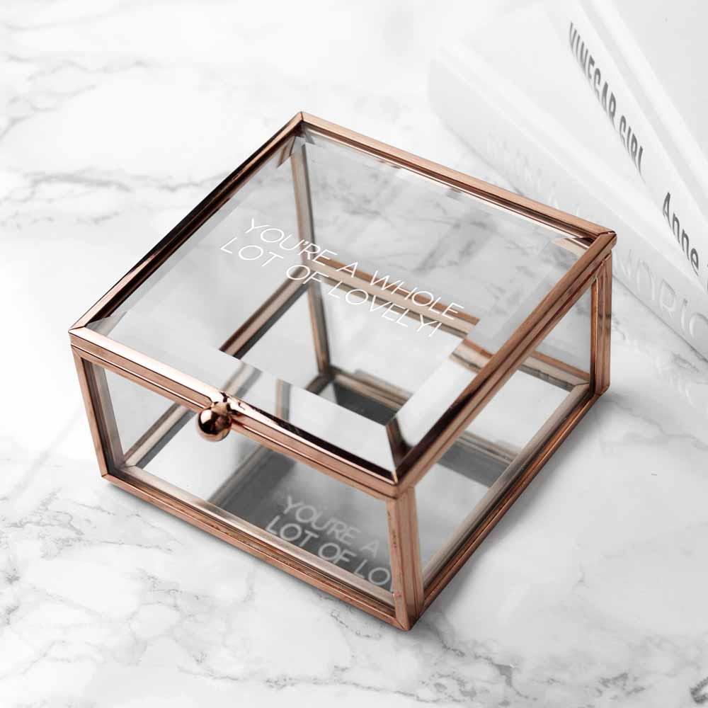 Personalised Rose Gold Glass Trinket Box Box Treat 