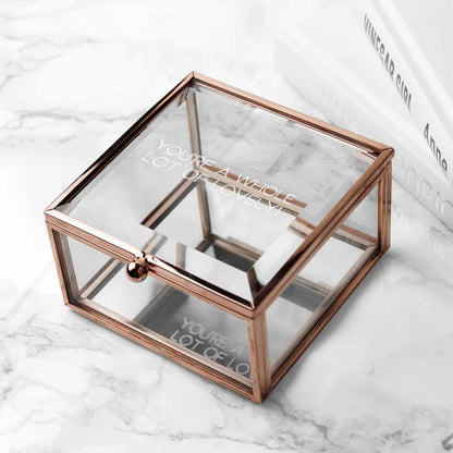 Personalised Rose Gold Glass Trinket Box Box Treat 