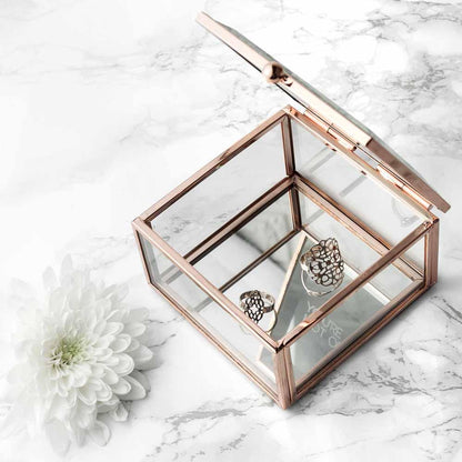 Personalised Rose Gold Glass Trinket Box Box Treat 