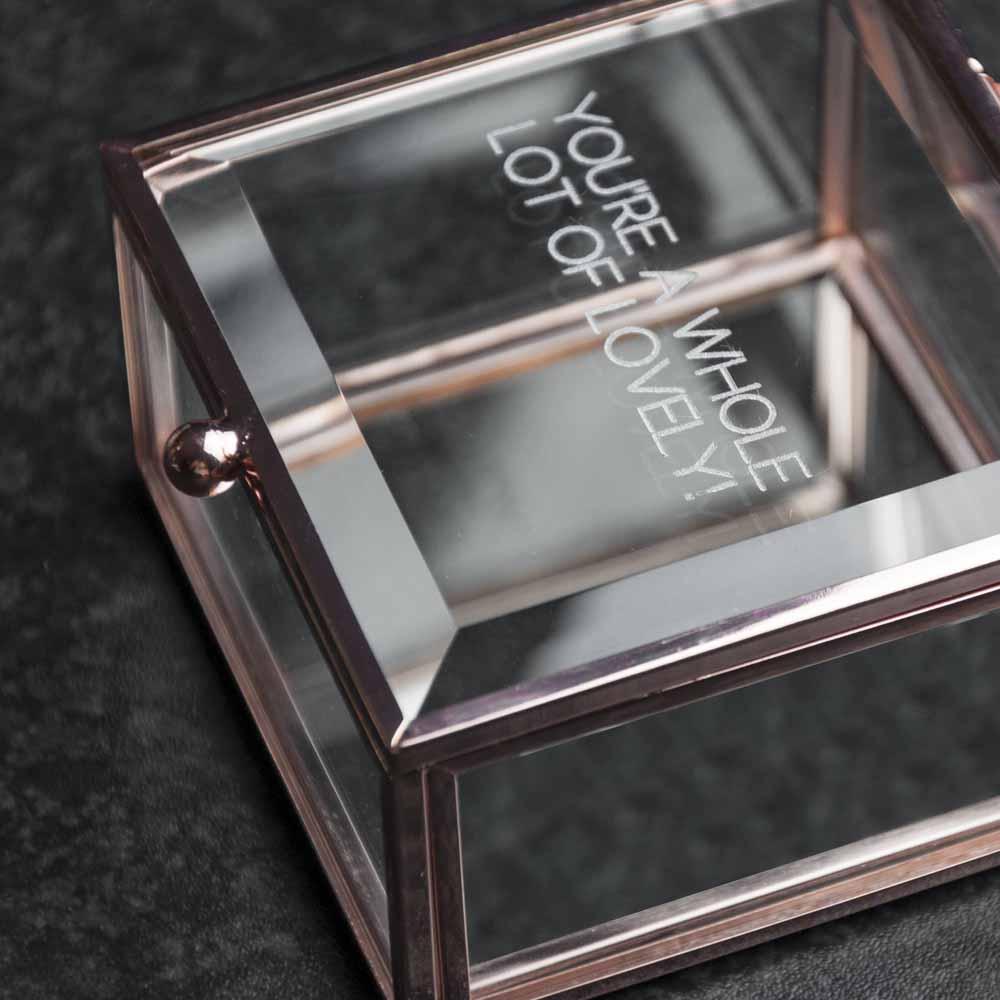 Personalised Rose Gold Glass Trinket Box Box Treat 