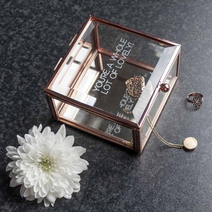 Personalised Rose Gold Glass Trinket Box Box Treat 